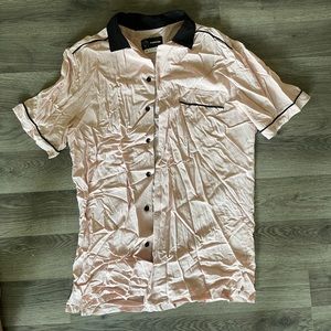 80s style light pink silk button up